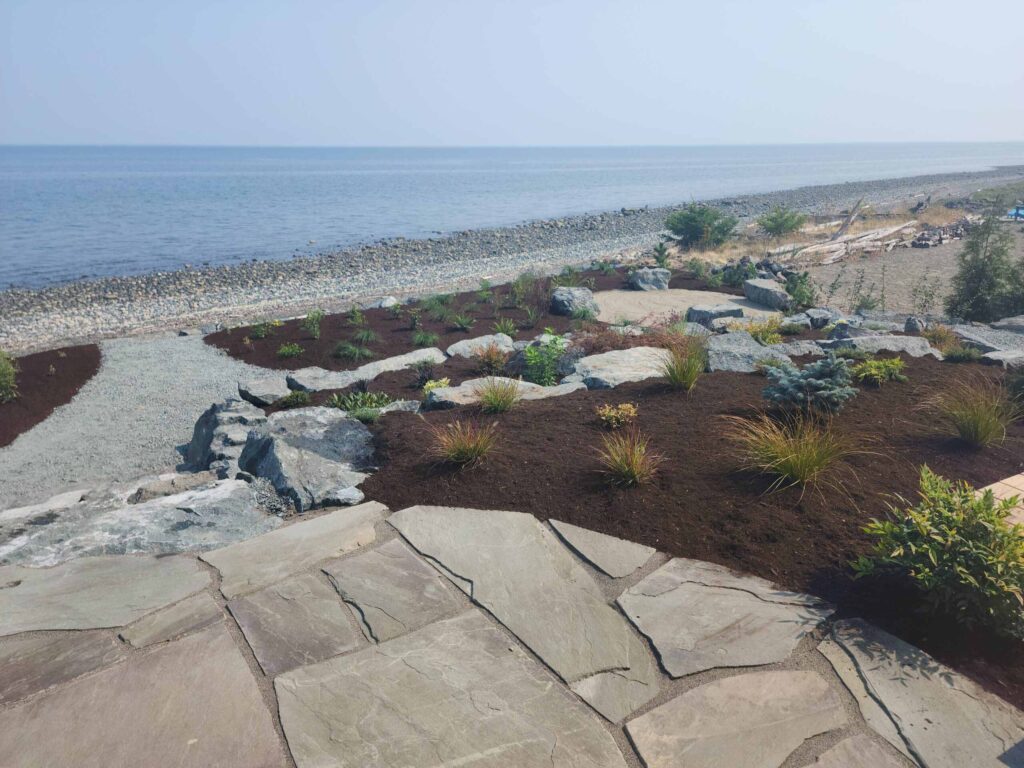 20230825_115828-scaled Landscaping example: View from the home owner's door towards the ocean, overlooking tiered landscaping