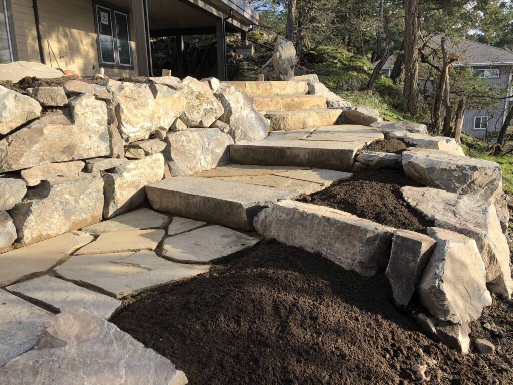 IMG_0522-scaled Landscaping example: Close up of a stone staircase, showing the detail within the craftsmanship.